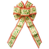 Wired Holly Garland Natural Bow (2.5"ribbon~8"Wx16"L) - Alpine Holiday Bows