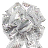 Wired Sparkling Silver Lame Bow (2.5"ribbon~8"Wx16"L) - Alpine Holiday Bows