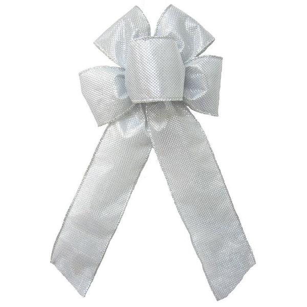 Wired Gleaming Bright Silver Bow (2.5"ribbon~6"Wx10"L) - Alpine Holiday Bows