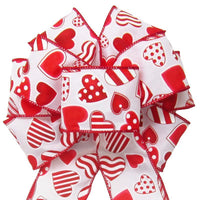 Wired Valentine Candy Hearts Bow (2.5"ribbon~8"Wx16"L) - Alpine Holiday Bows