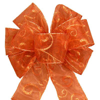 Fall Wreath Bows - Wired Copper Sparkle Swirl Bow (2.5"ribbon~8"Wx16"L) - Alpine Holiday Bows