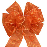 Fall Wreath Bows - Wired Copper Sparkle Swirl Bow (2.5"ribbon~8"Wx16"L) - Alpine Holiday Bows