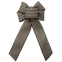 Wired Cabana Stripes Black & Natural Bow (2.5"ribbon~6"Wx10"L) - Alpine Holiday Bows