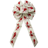 Wired Red Birds & Berries Natural Bow (2.5"ribbon~10"Wx20"L) - Alpine Holiday Bows