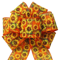 Fall Wreath Bows - Wired Autumn Plaid Sunflowers Bows (2.5"ribbon~8"Wx16"L)