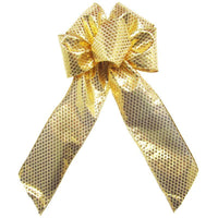Wired Sparkling Gold Lame Bow (2.5"ribbon~6"Wx10"L) - Alpine Holiday Bows
