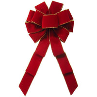 Wired Indoor Outdoor Berry Red Velvet Bow (2.5"ribbon~10"Wx20"L) - Alpine Holiday Bows