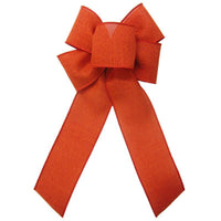 Wired Burnt Orange Linen Bow (2.5"ribbon~6"Wx10"L) - Alpine Holiday Bows