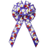 Spring Bows - Wired Ladybugs & Daisies Purple Spring Bow (2.5"ribbon~10"Wx20"L)