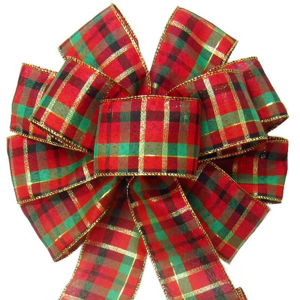 Wired Holiday Plaid Bow (2.5"ribbon~10"Wx20"L) - Alpine Holiday Bows