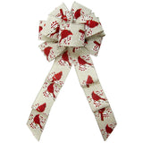 Wired Red Birds & Berries Natural Bow (2.5"ribbon~8"Wx16"L) - Alpine Holiday Bows