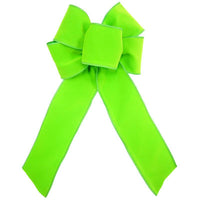 Wired Indoor Outdoor Lime Green Velvet Bow (2.5"ribbon~6"Wx10"L) - Alpine Holiday Bows