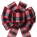 Wired Log Cabin Buffalo Plaid Flannel Bow (2.5"ribbon~10"Wx20"L) - Alpine Holiday Bows