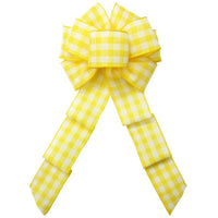 Wired Buffalo Plaid Yellow & Cream Linen Bows (2.5"ribbon~8"Wx16"L) - Alpine Holiday Bows