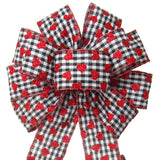 Wired Gingham Valentine Bows (2.5"ribbon~10"Wx20"L) - Alpine Holiday Bows