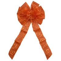 Fall Bows - Wired Copper Sparkle Swirl Bow (2.5"ribbon~10"Wx20"L) - Alpine Holiday Bows