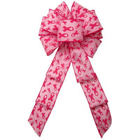 Wired Pink Breast Cancer Awareness Bow (2.5"ribbon~8"Wx16"L) - Alpine Holiday Bows