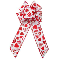 Wired Valentine Candy Hearts Bow (2.5"ribbon~6"Wx10"L) - Alpine Holiday Bows
