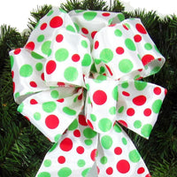 Wired Red & Green Dots Bow (2.5"ribbon~8"Wx16"L) - Alpine Holiday Bows