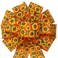 Fall Bows - Wired Autumn Plaid Sunflowers Fall Bows (2.5"ribbon~10"Wx20"L)