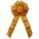Fall Bows - Wired Autumn Plaid Sunflowers Bows (2.5"ribbon~8"Wx16"L)