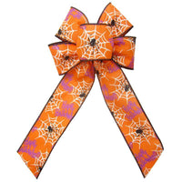 Wired Halloween Spiders Bow (2.5"ribbon~6"Wx10"L) - Alpine Holiday Bows