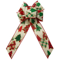 Wired Woodland Patchwork Plaid Bow (2.5"ribbon~6"Wx10"L) - Alpine Holiday Bows