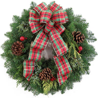 Wired Holiday Plaid Bow (2.5"ribbon~8"Wx16"L) - Alpine Holiday Bows