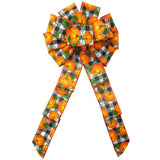 Wired Buffalo Plaid Pumpkins Bows (2.5"ribbon~10"Wx20"L) - Alpine Holiday Bows