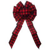 Wired Buffalo Plaid Red & Black Flannel Bow (2.5"ribbon~10"Wx20"L) - Alpine Holiday Bows