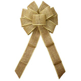 Wired Country Burlap Natural Bow (2.5"ribbon~10"Wx20"L) - Alpine Holiday Bows