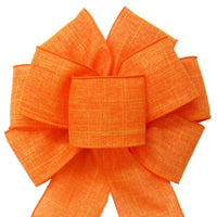 Wired Orange Linen Bow (2.5"ribbon~8"Wx16"L) - Alpine Holiday Bows