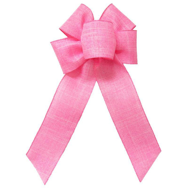 Wired Light Pink Linen Bow (2.5"ribbon~6"Wx10"L) - Alpine Holiday Bows