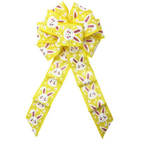 Wired Yellow Linen Easter Bunny Bow (2.5"ribbon~8"Wx16"L) - Alpine Holiday Bows