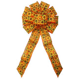 Fall Bows - Wired Autumn Plaid Sunflowers Fall Bows (2.5"ribbon~10"Wx20"L)