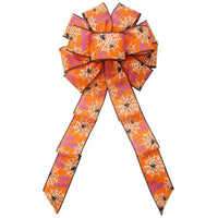 Wired Halloween Spiders Bow (2.5"ribbon~10"Wx20"L) - Alpine Holiday Bows