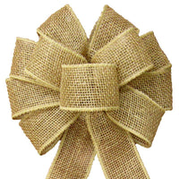 Wired Country Burlap Natural Bow (2.5"ribbon~10"Wx20"L) - Alpine Holiday Bows