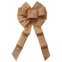 Wired Natural Linen Bow (2.5"ribbon~10"Wx20"L) - Alpine Holiday Bows