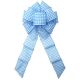 Gingham Check Light Blue & White Bow (2.5"ribbon~8"Wx16"L)
