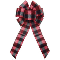 Wired Log Cabin Buffalo Plaid Flannel Bow (2.5"ribbon~8"Wx16"L) - Alpine Holiday Bows