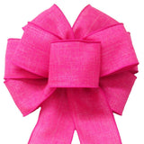 Wired Bright Pink Linen Bow (2.5"ribbon~8"Wx16"L) - Alpine Holiday Bows