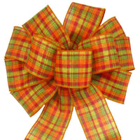 Wired Cider Plaid Bows (2.5"ribbon~10"Wx20"L) - Alpine Holiday Bows