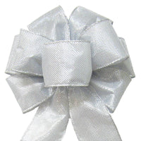 Silver Christmas Bows - Wired Gleaming Bright Silver Bow (2.5"ribbon~8"Wx16"L)