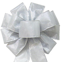 Christmas Bows - Wired Gleaming Bright Silver Bow (2.5"ribbon~10"Wx20"L)