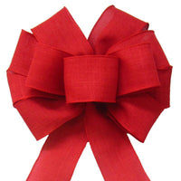 Wired Red Linen Bow (2.5"ribbon~10"Wx20"L) - Alpine Holiday Bows