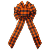 Wired Buffalo Plaid Black & Orange Linen Bows (2.5"ribbon~8"Wx16"L) - Alpine Holiday Bows