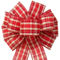 Christmas Wreath Bows - Wired Fireside Plaid Bow (2.5"ribbon~10"Wx20"L)