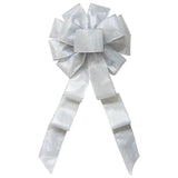 Christmas Wreath Bows - Wired Gleaming Bright Silver Bow (2.5"ribbon~10"Wx20"L)