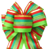 Wired Festive Deco Green Holiday Bow (2.5"ribbon~8"Wx16"L) - Alpine Holiday Bows