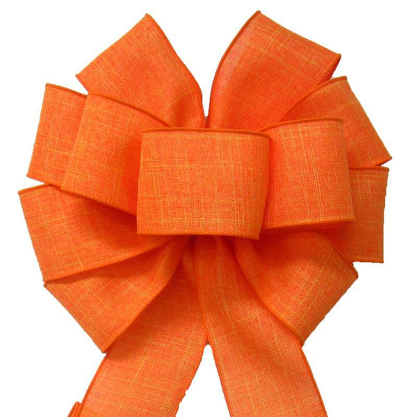 Wired Orange Linen Bow (2.5"ribbon~10"Wx20"L) - Alpine Holiday Bows